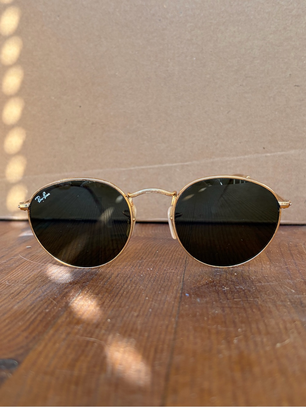 Ray-Ban Gold Frame Sunglasses with Black Lenses